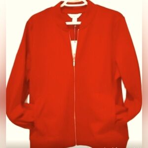 Liz Claiborne Red Crew Neck Zipper Jacket/Sweater - Size XXL